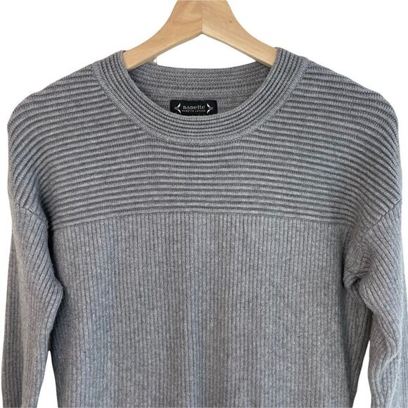 Nanette Lepore Viscose Blend Ribbed Grey Sweater - Picture 2 of 5